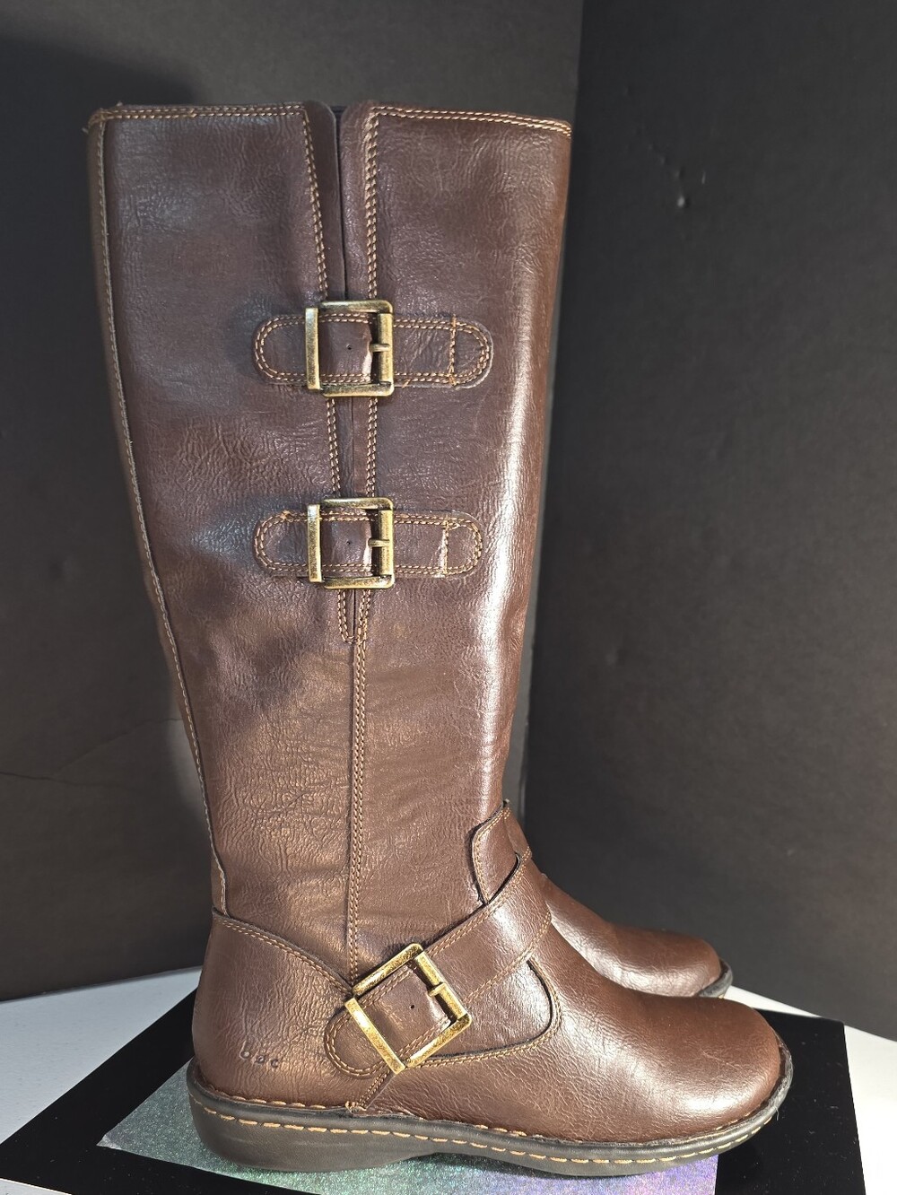 B. O. C. Born Virginia Women’s Brown Leather Knee-High Buckle Riding Boots Sz 9M